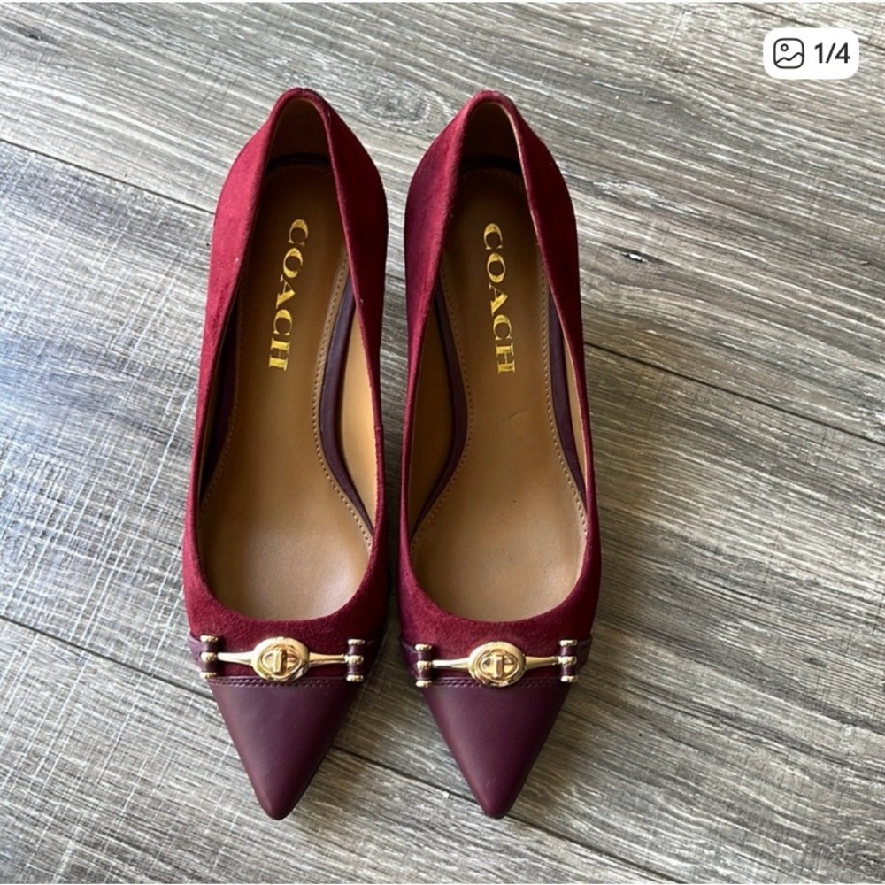Coach Burgundy Pointed Toe Heels